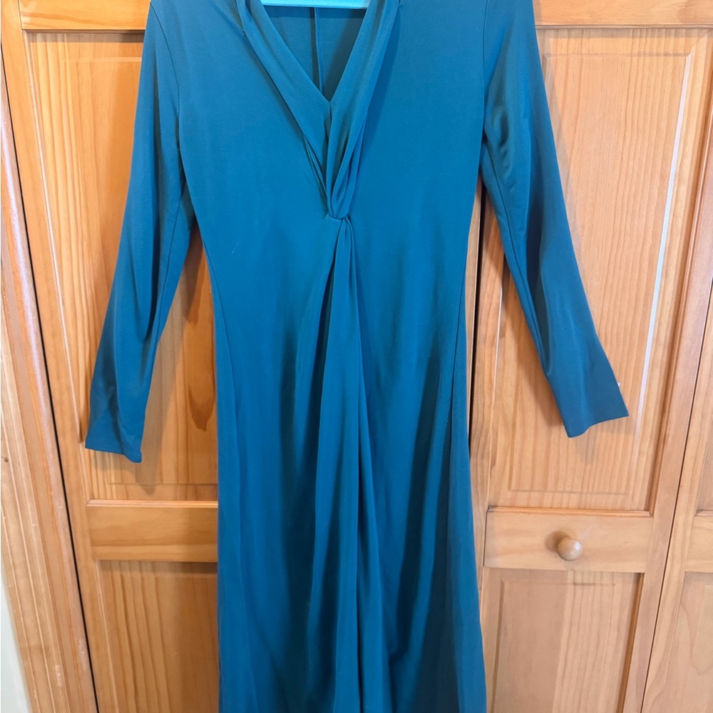 Teal Twist-Front Long Sleeve Dress - Women's